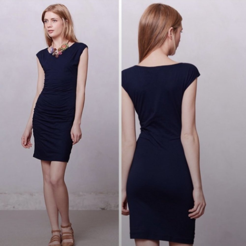 Anthropologie Side Tide Navy Ruched T-shirt dress, sz XL